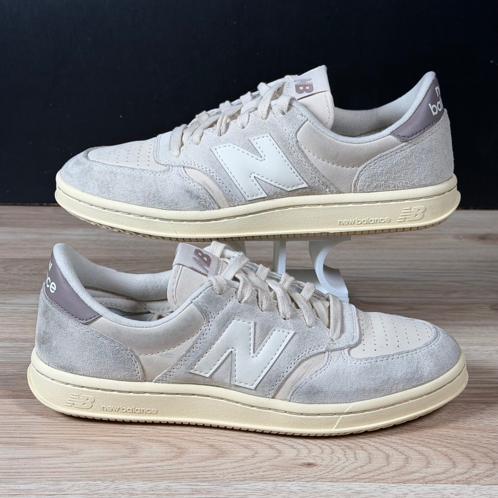 New Balance T500 Sneakers Mens Size 9.5 Beige Bisque Linen Suede Shoes CT500SNB